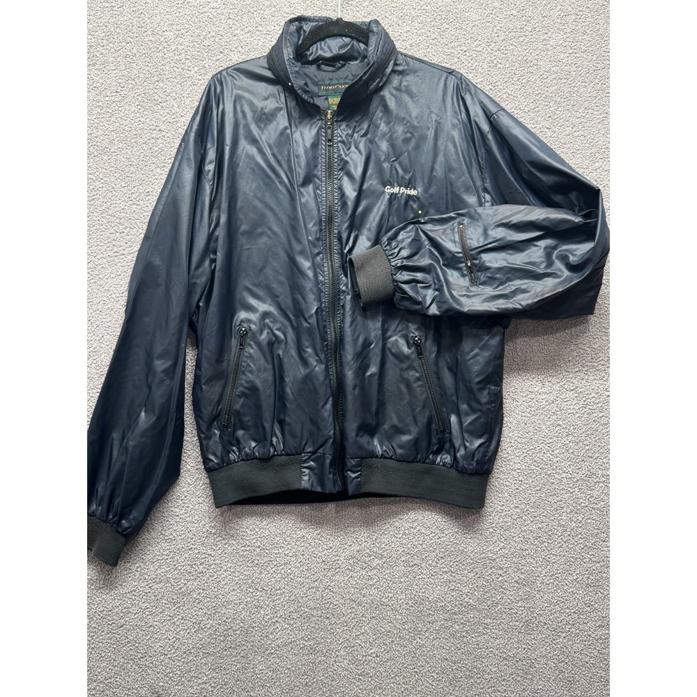 IZOD Club Golf Pride Bomber Jacket Men's XL Navy Nylon Zip Pockets Vintage 90s